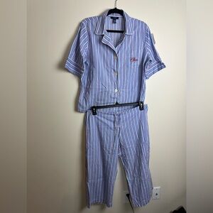 Chaps Blue and White Striped Women’s Pajama Set